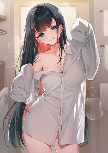 Hina, casual dark-haired AI anime character